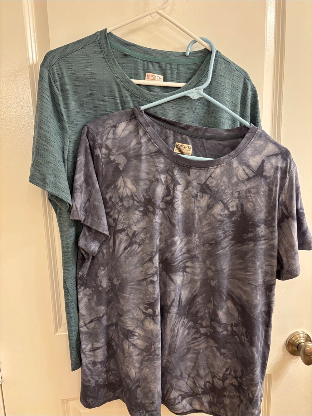Set of 2 Mondetta Gray Tie-Dye Tee with Teal Heather